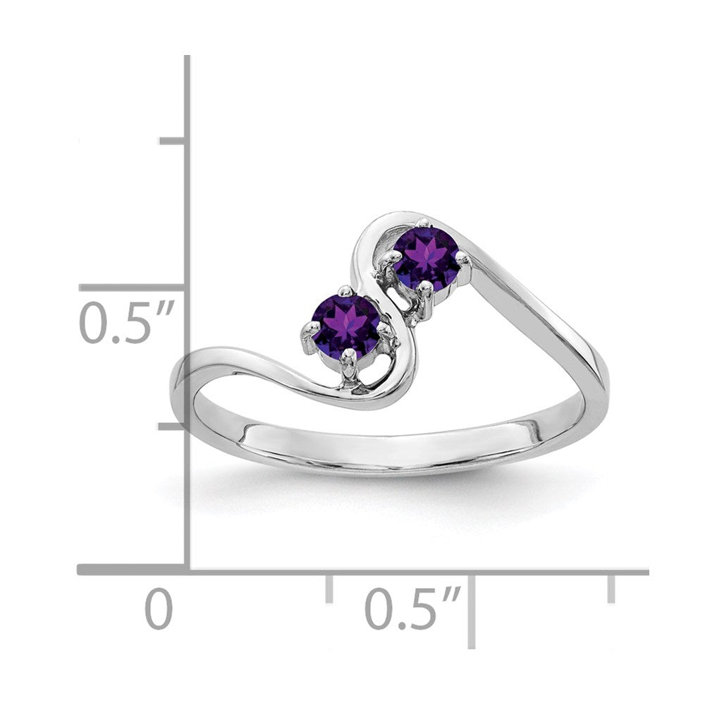 14K Weißgold 3-mm-Ring mit Amethyst