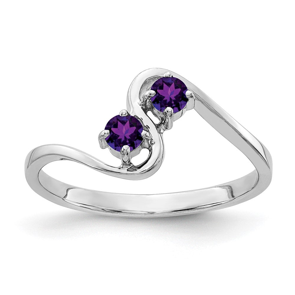 14K Weißgold 3-mm-Ring mit Amethyst