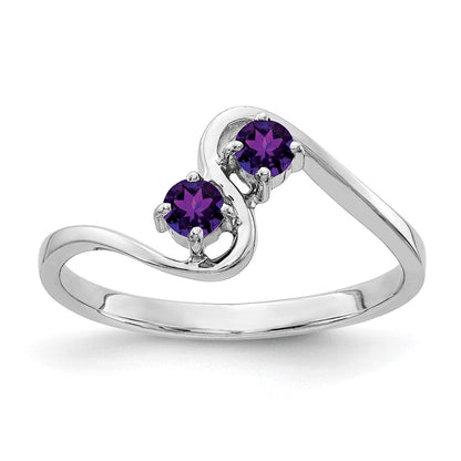 14K Weißgold 3-mm-Ring mit Amethyst