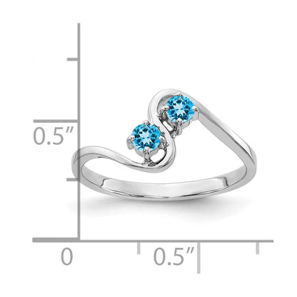 14K Weißgold Ring mit 3 mm Blautopas