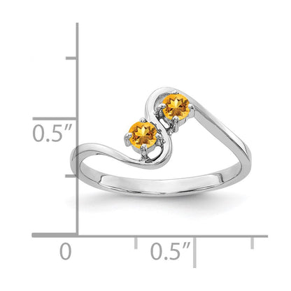 14K Weißgold Ring mit Citrin, 3 mm