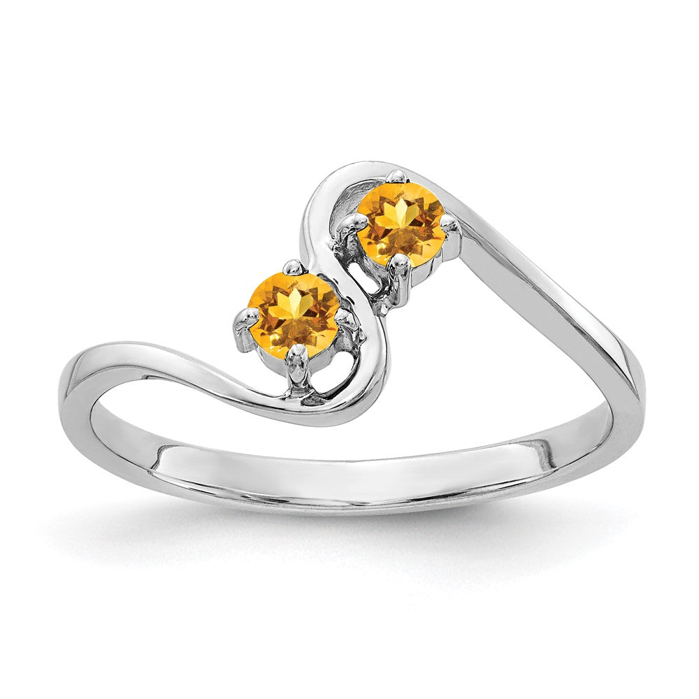 14K Weißgold Ring mit Citrin, 3 mm