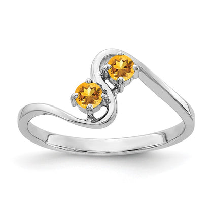 14K Weißgold Ring mit Citrin, 3 mm