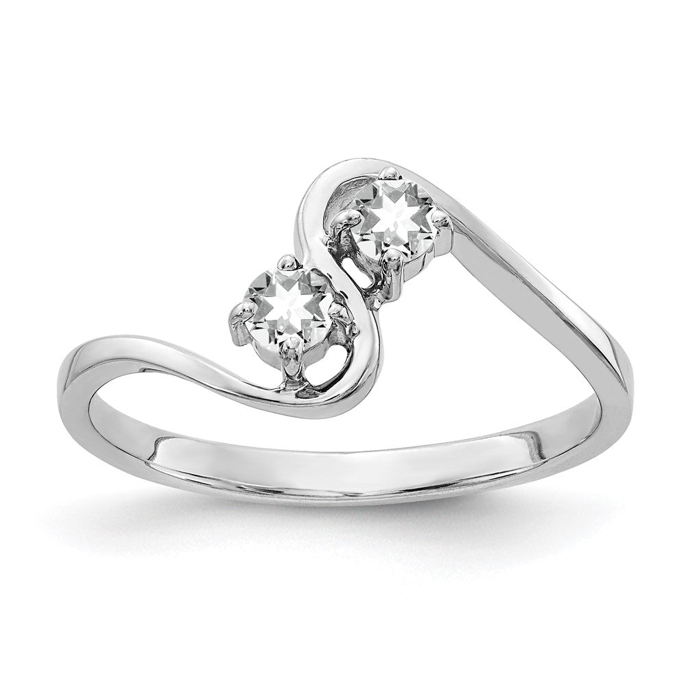 14K Weißgold Ring mit Zirkonia, 3 mm