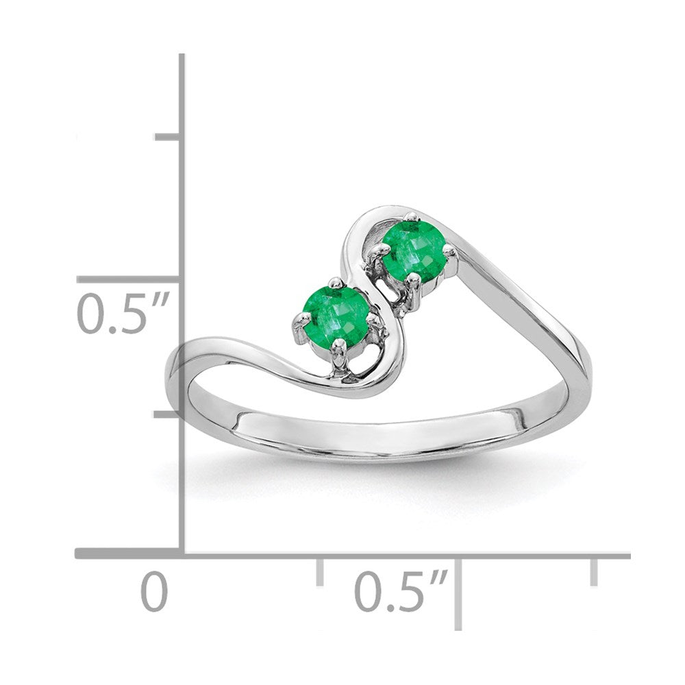 14K Weißgold Ring mit Smaragd, 3 mm