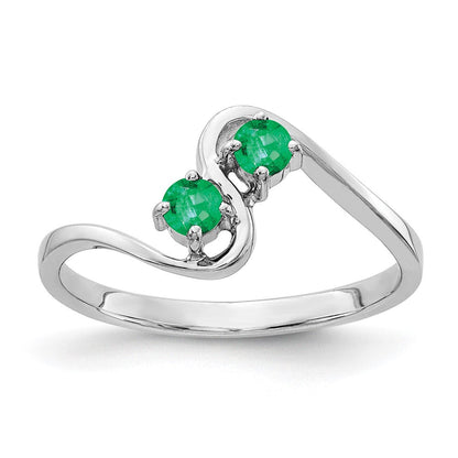 14K Weißgold Ring mit Smaragd, 3 mm