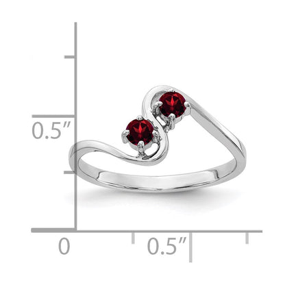 14K Weißgold Ring mit Granat, 3 mm