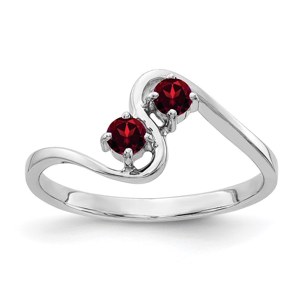 14K Weißgold Ring mit Granat, 3 mm
