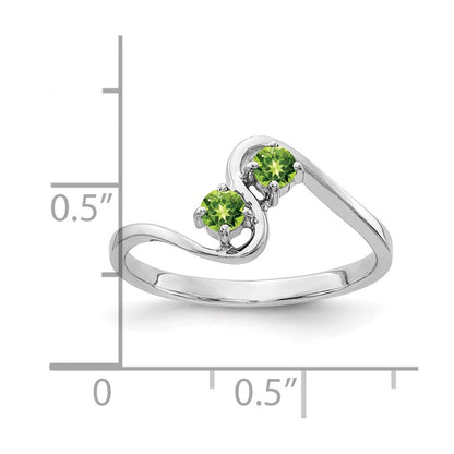 14K Weißgold Ring mit Peridot, 3 mm