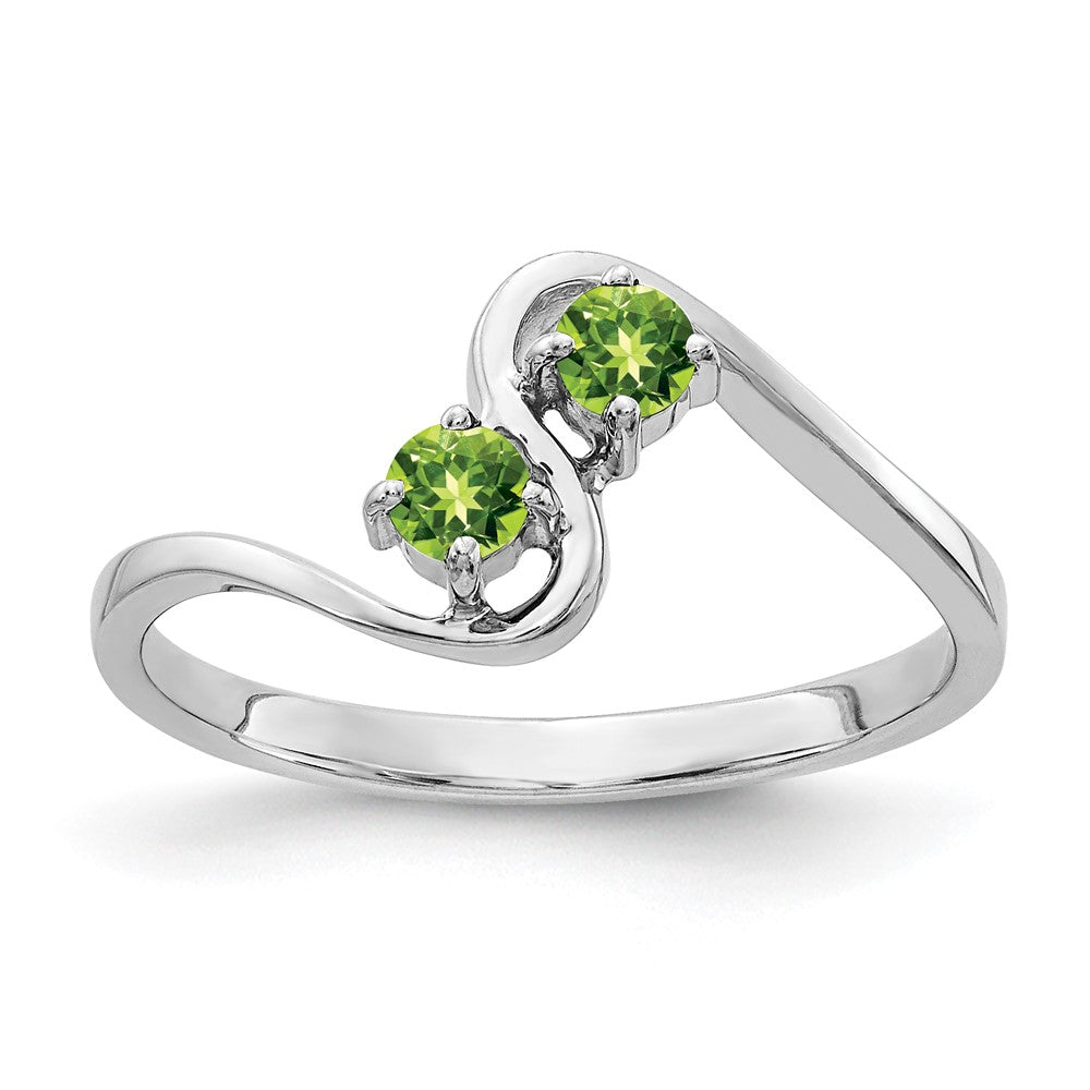 14K Weißgold Ring mit Peridot, 3 mm