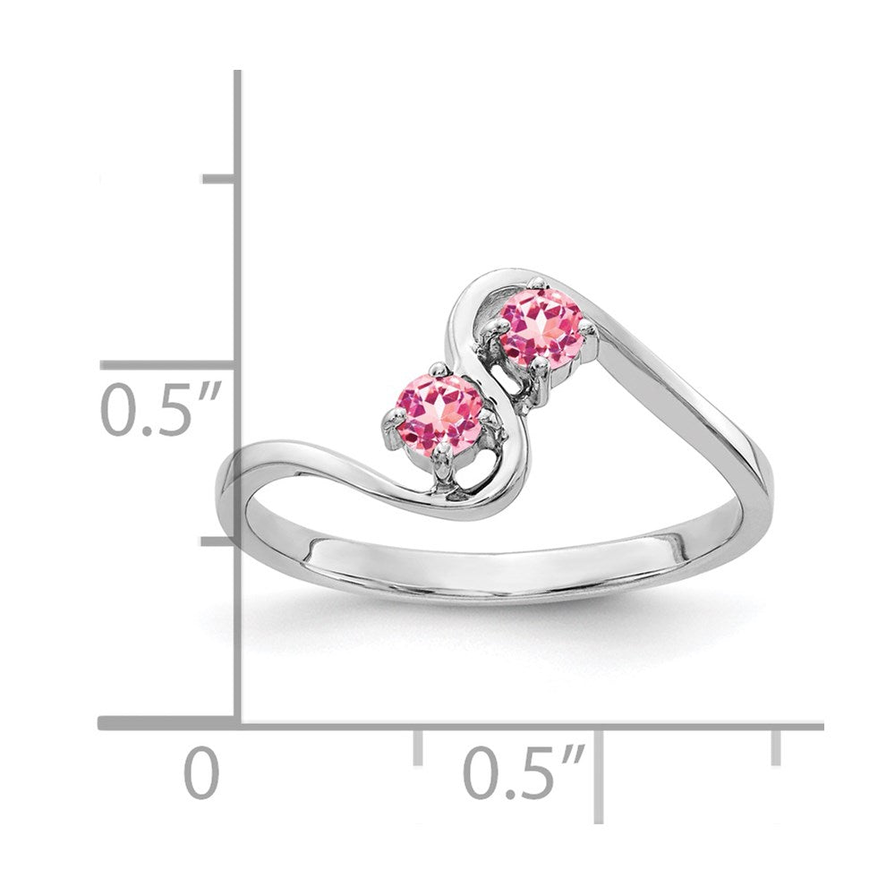 14K Weißgold Ring mit rosa Turmalin, 3 mm