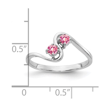 14K Weißgold Ring mit rosa Turmalin, 3 mm