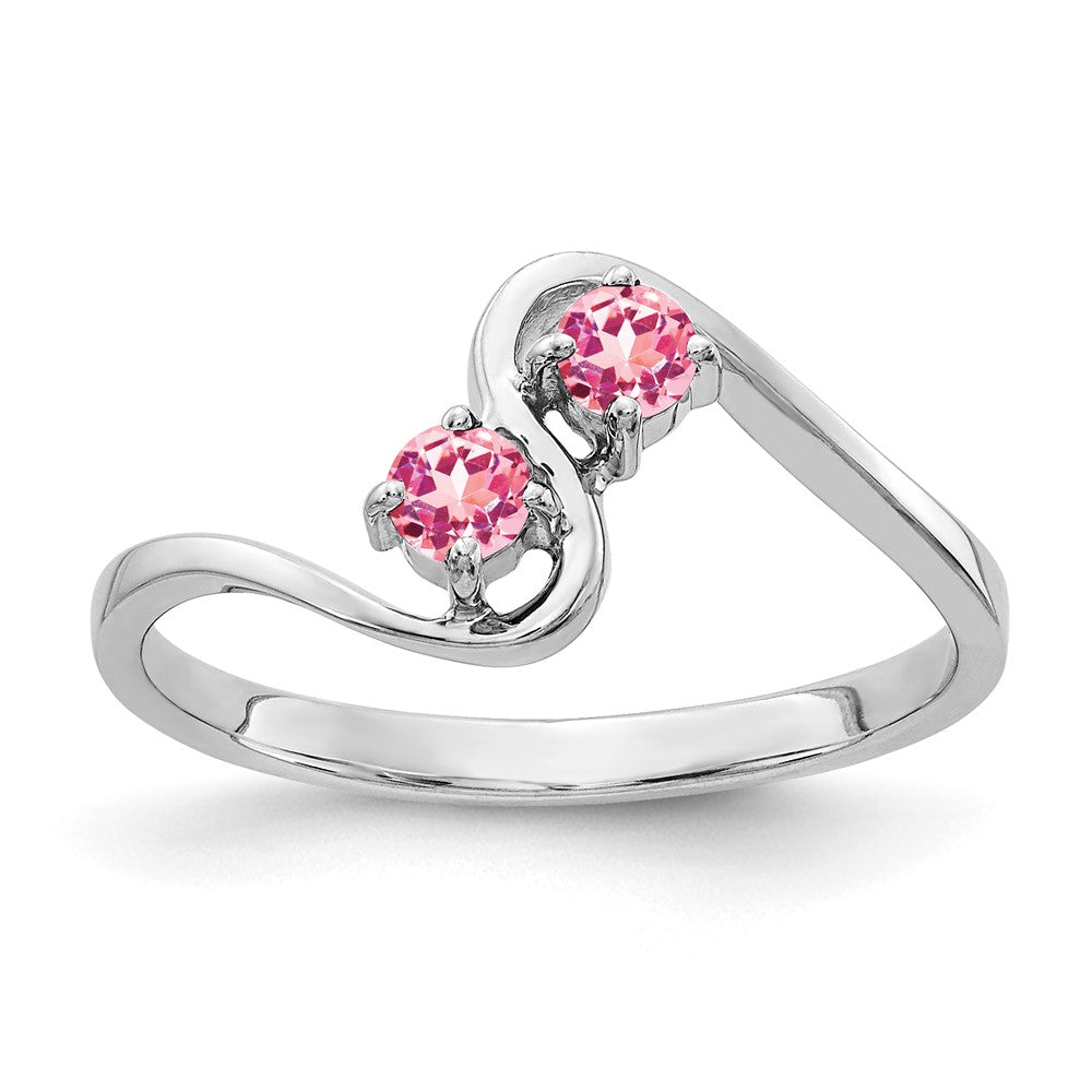 14K Weißgold Ring mit rosa Turmalin, 3 mm