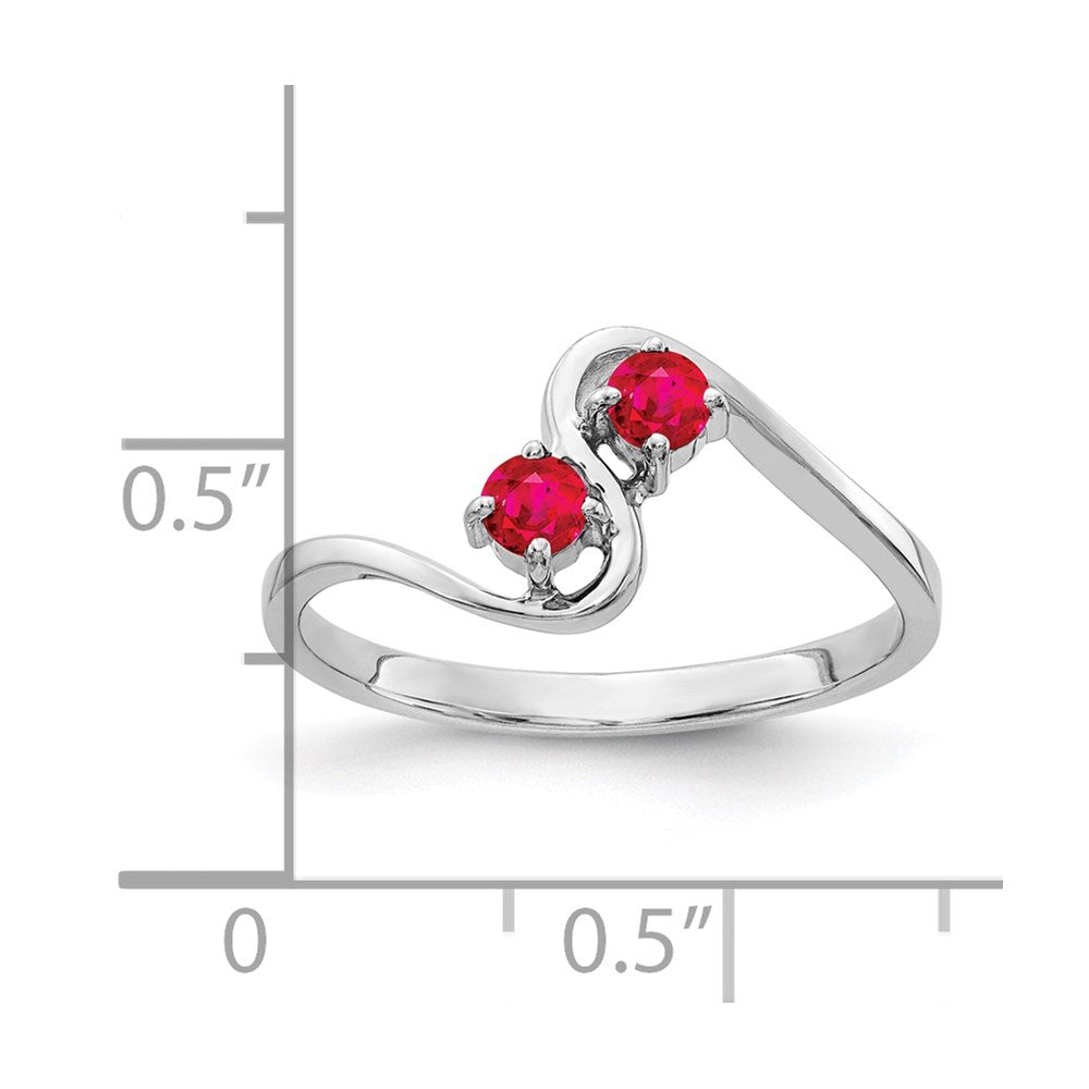 14K Weißgold Ring mit Rubin, 3 mm