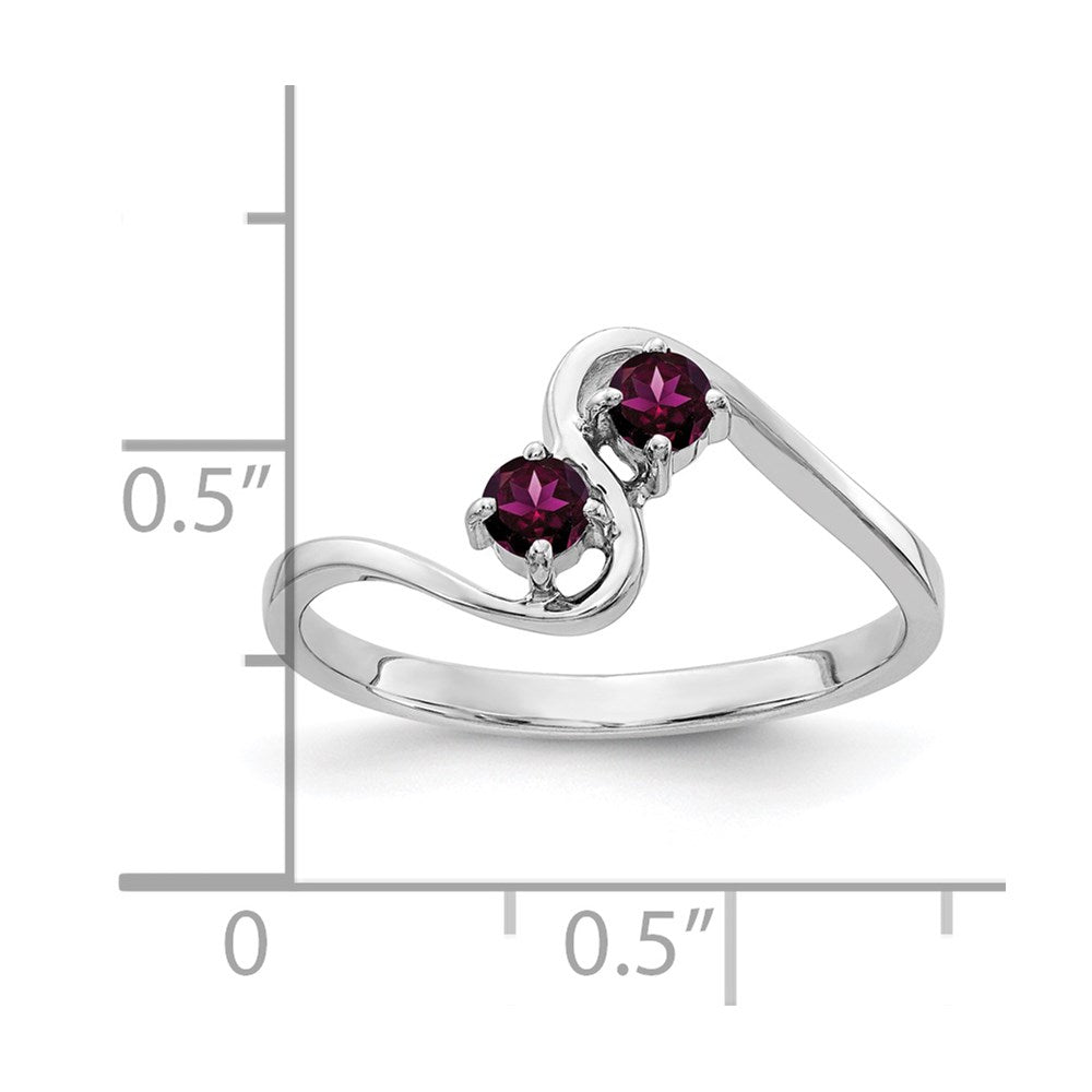 14K Weißgold Rhodolith-Granat-Ring, 3 mm