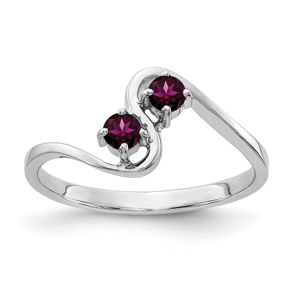 14K Weißgold Rhodolith-Granat-Ring, 3 mm