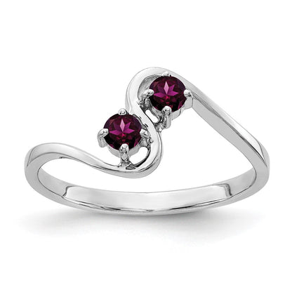 14K Weißgold Rhodolith-Granat-Ring, 3 mm
