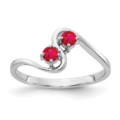 14K Weißgold Ring mit Rubin, 3 mm