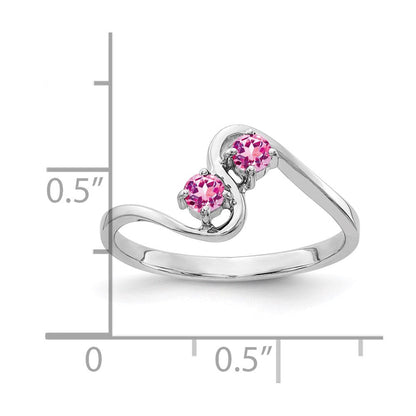 14K Weißgold Ring mit rosa Saphir, 3 mm