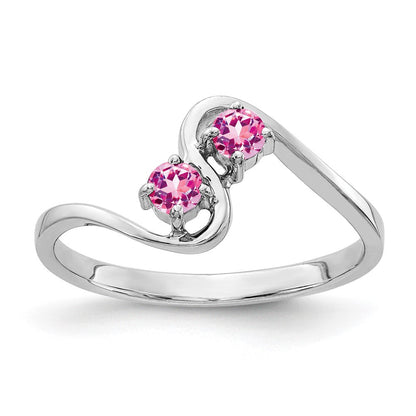 14K Weißgold Ring mit rosa Saphir, 3 mm