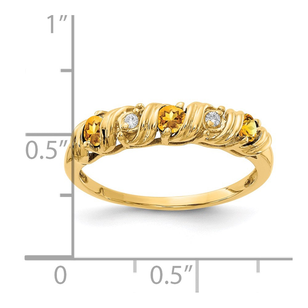 14K Gelbgold 2.75mm Citrin Vs Diamant Ring