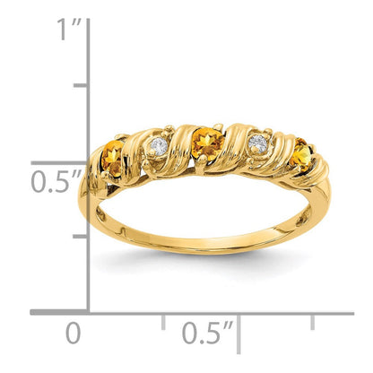 14K Gelbgold 2.75mm Citrin Vs Diamant Ring