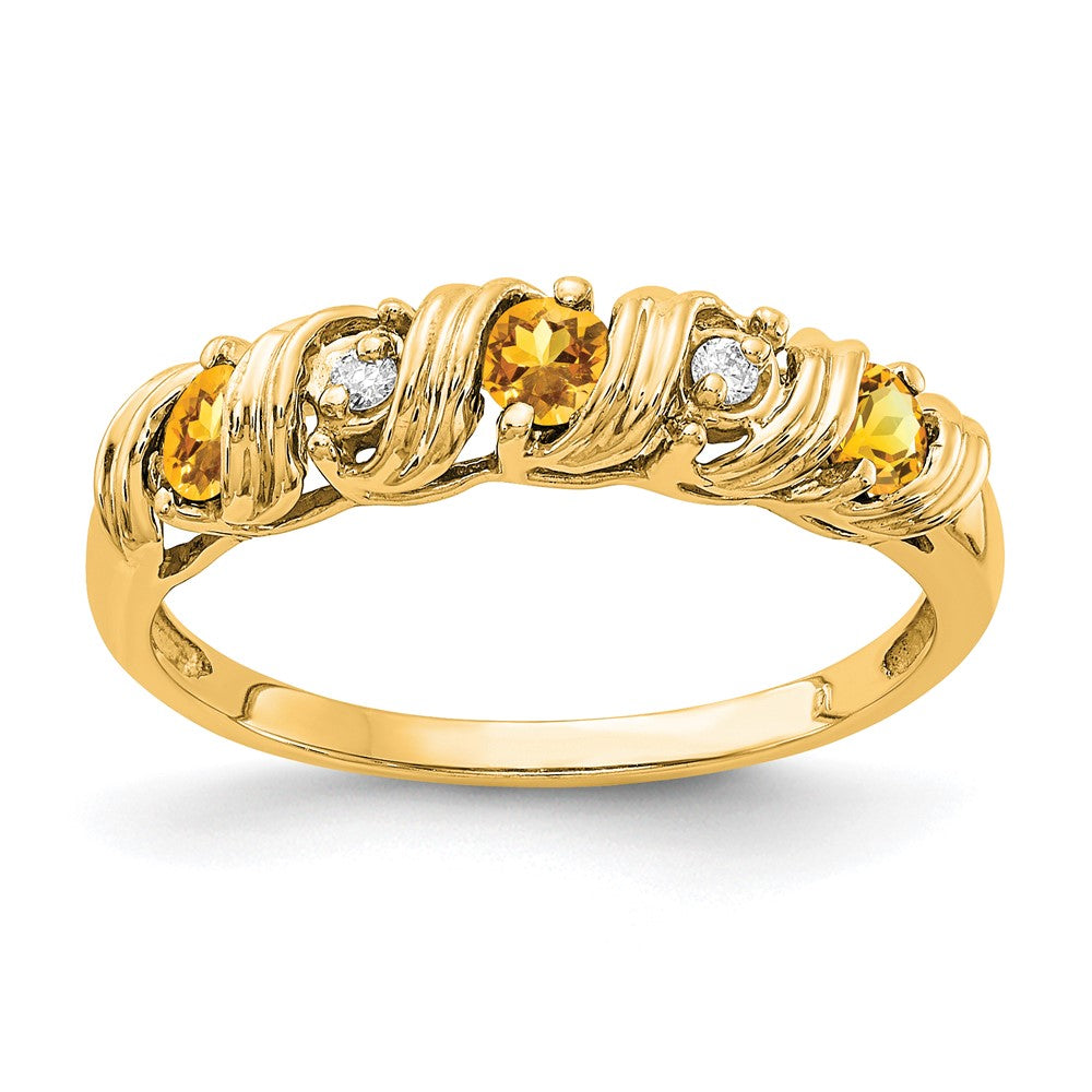 14K Gelbgold 2.75mm Citrin Aa Diamant Ring