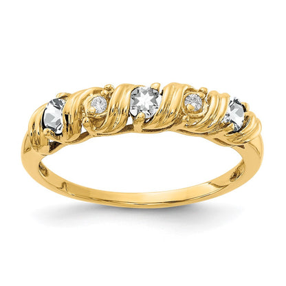 14K Gelbgold 2.75mm Zirkonia A Echt Diamant Ring