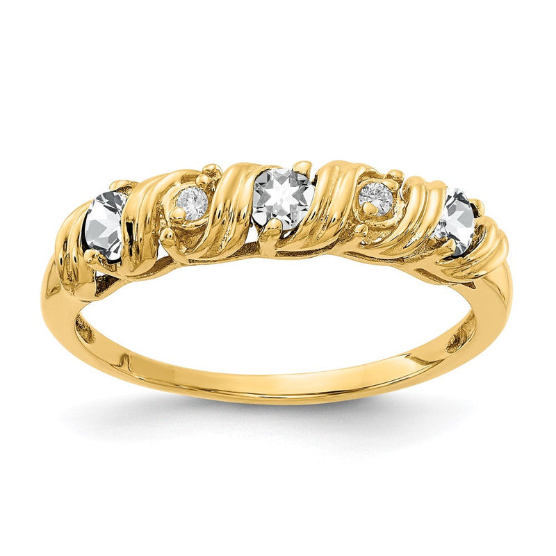 14K Gelbgold 2.75mm Zirkonia A Echt Diamant Ring