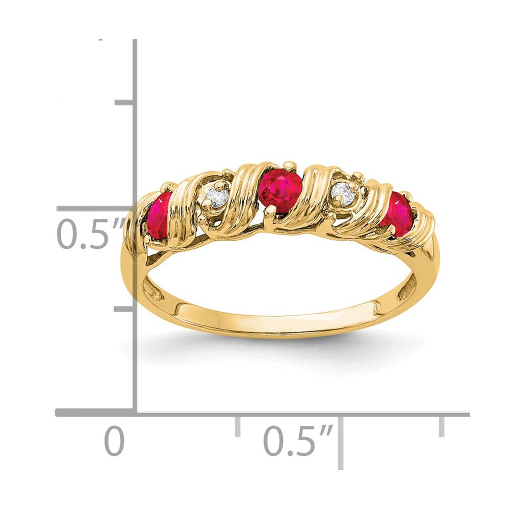 14K Gelbgold 2.75mm Rubin A Echt Diamant Ring