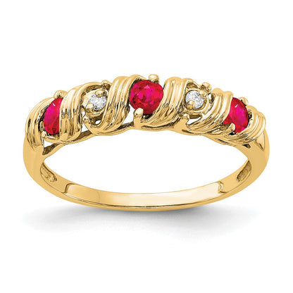 14K Gelbgold Aa Echt Diamant Ring