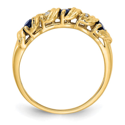 14K Gelbgold 2.75mm Saphir A Echt Diamant Ring