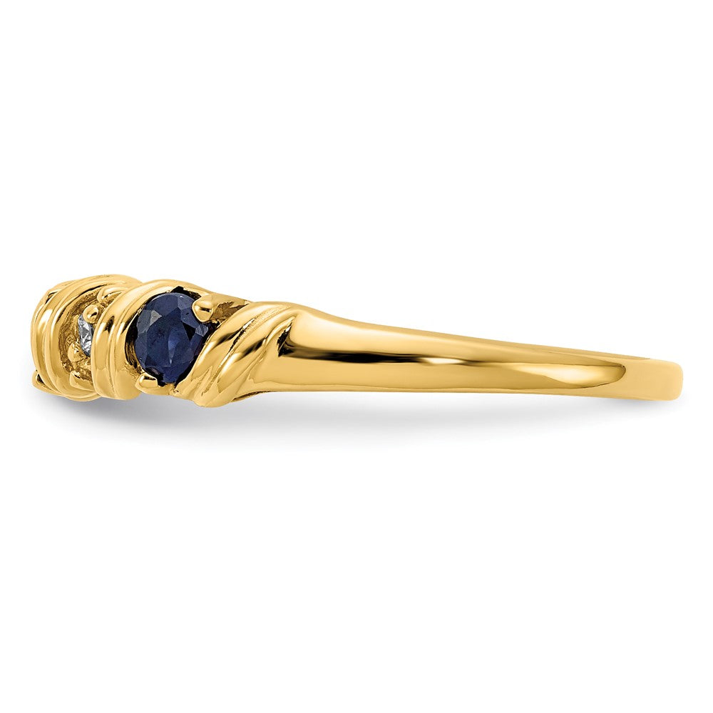 14K Gelbgold 2.75mm Saphir A Echt Diamant Ring