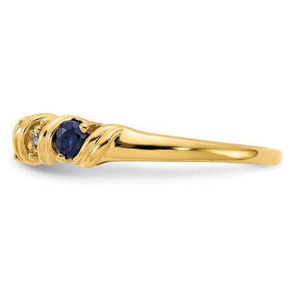 14K Gelbgold 2.75mm Saphir A Echt Diamant Ring