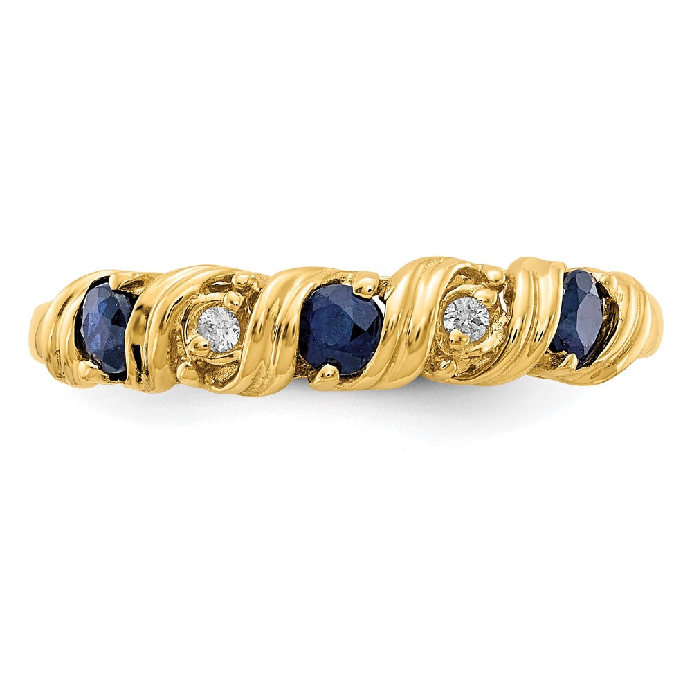 14K Gelbgold 2.75mm Saphir A Echt Diamant Ring