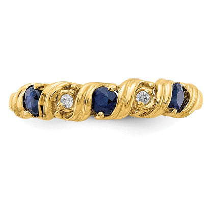 14K Gelbgold 2.75mm Saphir A Echt Diamant Ring