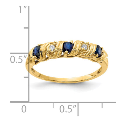 14K Gelbgold 2.75mm Saphir A Echt Diamant Ring