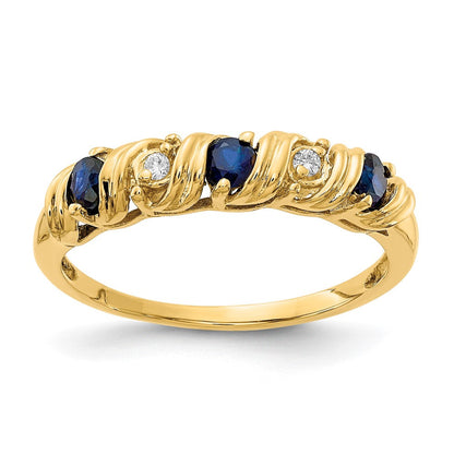 14K Gelbgold 2.75mm Saphir A Echt Diamant Ring