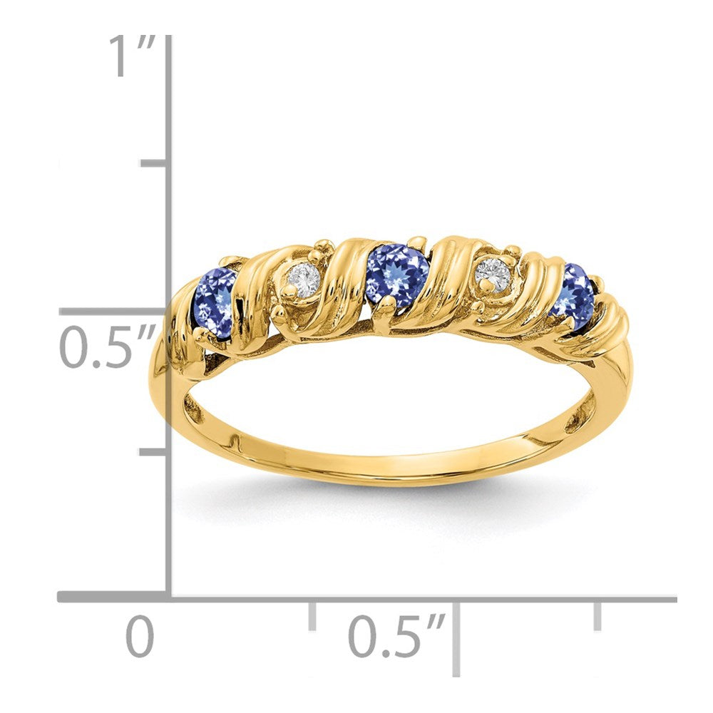 14K Gelbgold 2.75mm Tansanit A Diamant Ring
