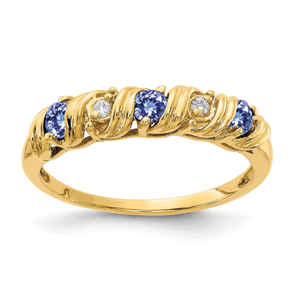 14K Gelbgold 2.75mm Tansanit A Diamant Ring