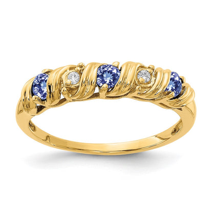 14K Gelbgold 2.75mm Tansanit A Diamant Ring