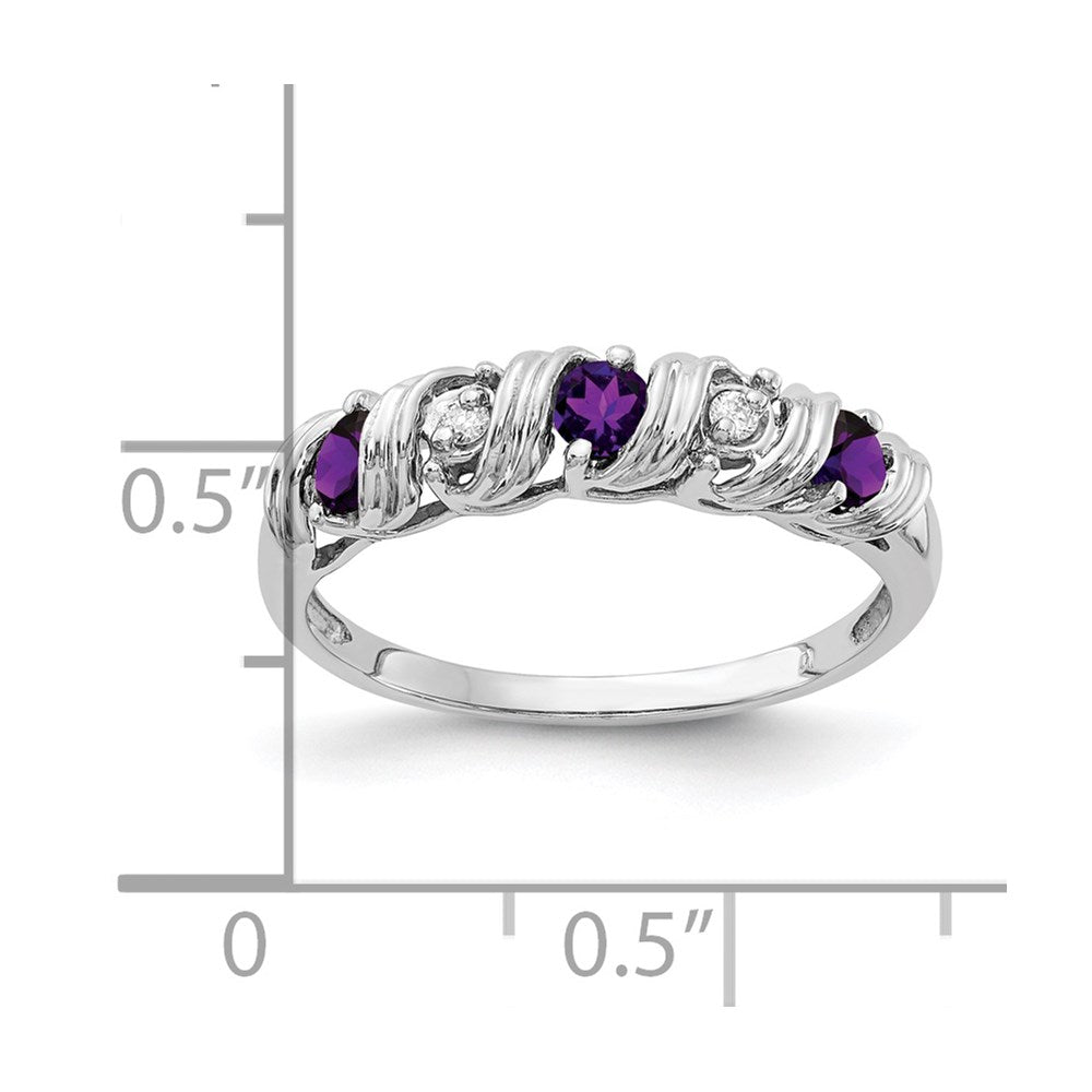 14K Weißgold 2.75mm Amethyst A Echt Diamant Ring