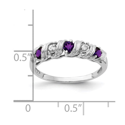 14K Weißgold 2.75mm Amethyst A Echt Diamant Ring