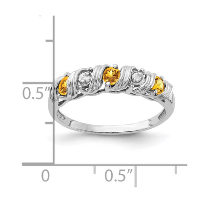 14K Weißgold 2.75mm Citrin Aa Diamant Ring