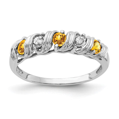 14K Weißgold 2.75mm Citrin Vs Diamant Ring