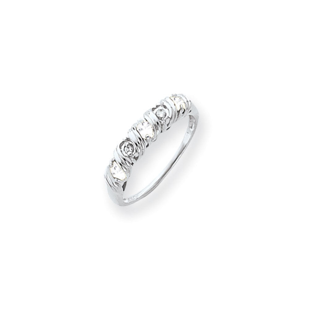 14K Weißgold 2.75mm Zirkonia A Diamant Ring