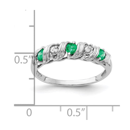 14K Weißgold 2.75mm Smaragd A Echt Diamant Ring