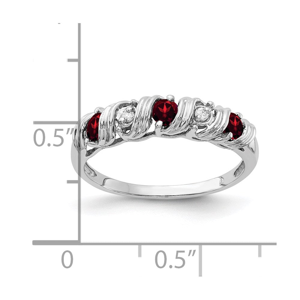 14K Weißgold 2.75mm Granat A Echt Diamant Ring