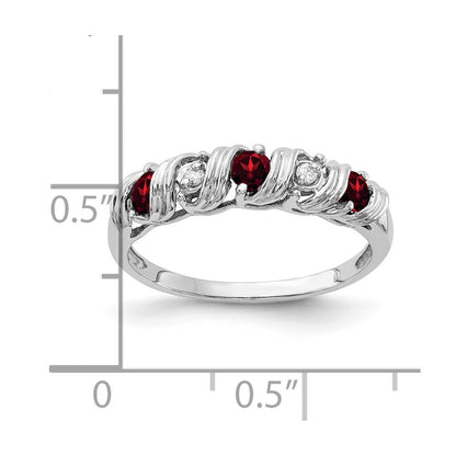 14K Weißgold 2.75mm Granat A Echt Diamant Ring