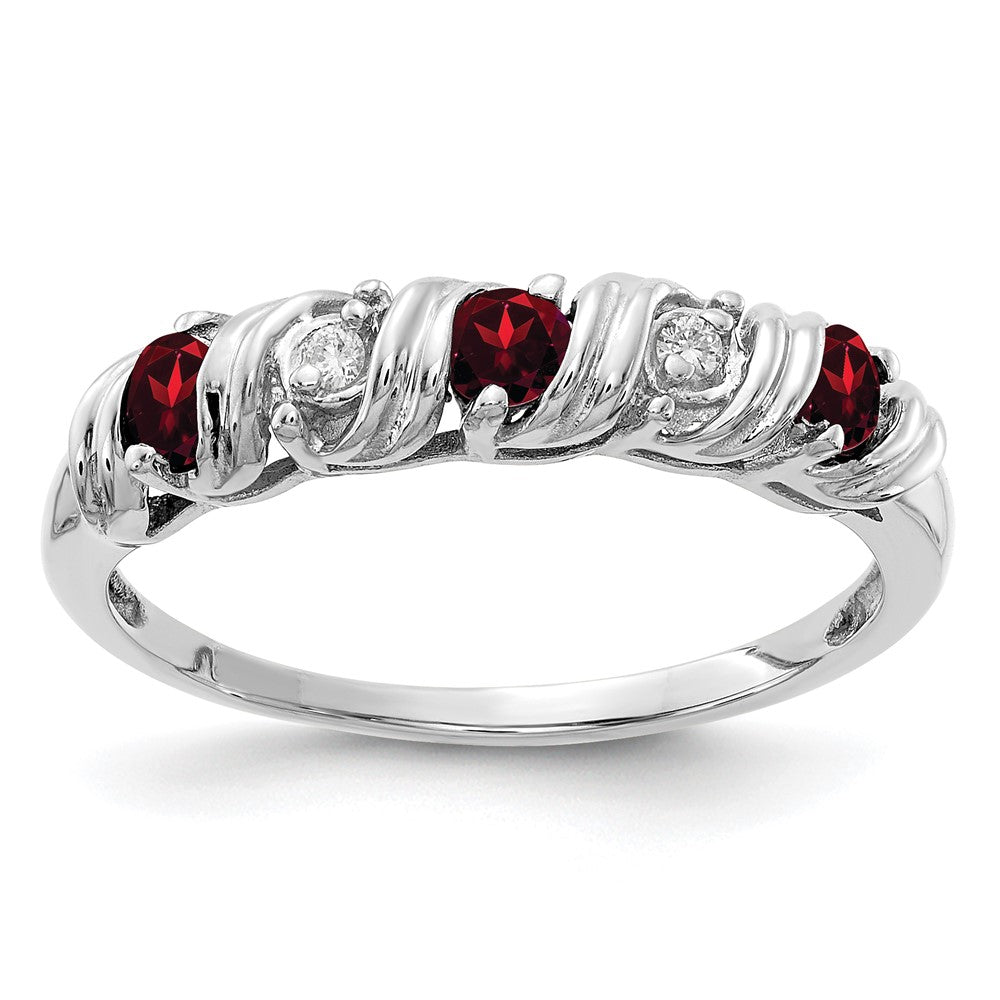 14K Weißgold 2.75mm Granat A Echt Diamant Ring